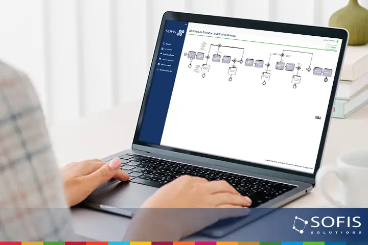 Persona frente a una laptop revisando un flujo.